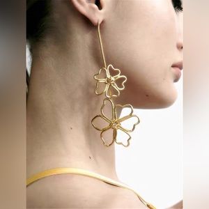 Zara Gold Wire Floral Charms Halo Chain Wrap Ribbon Necklace or Earrings